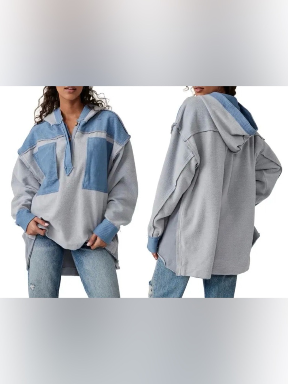 NWOT Free People Corie Sweatshirt - blue gray - XS